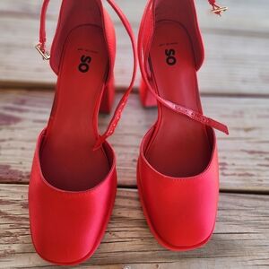 SO Women's Red Block Heel Shoes